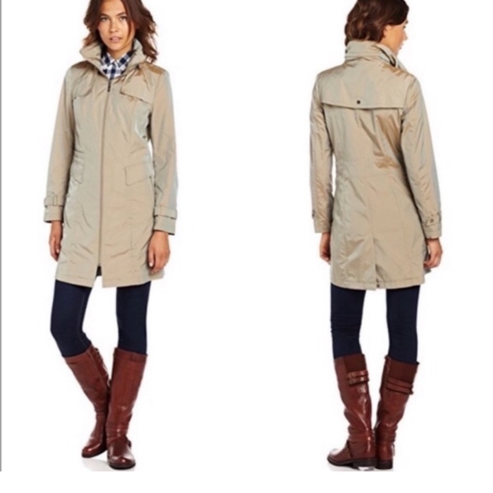 Cole Haan Tan Trench Coat Mid-Length Weather-Resistant